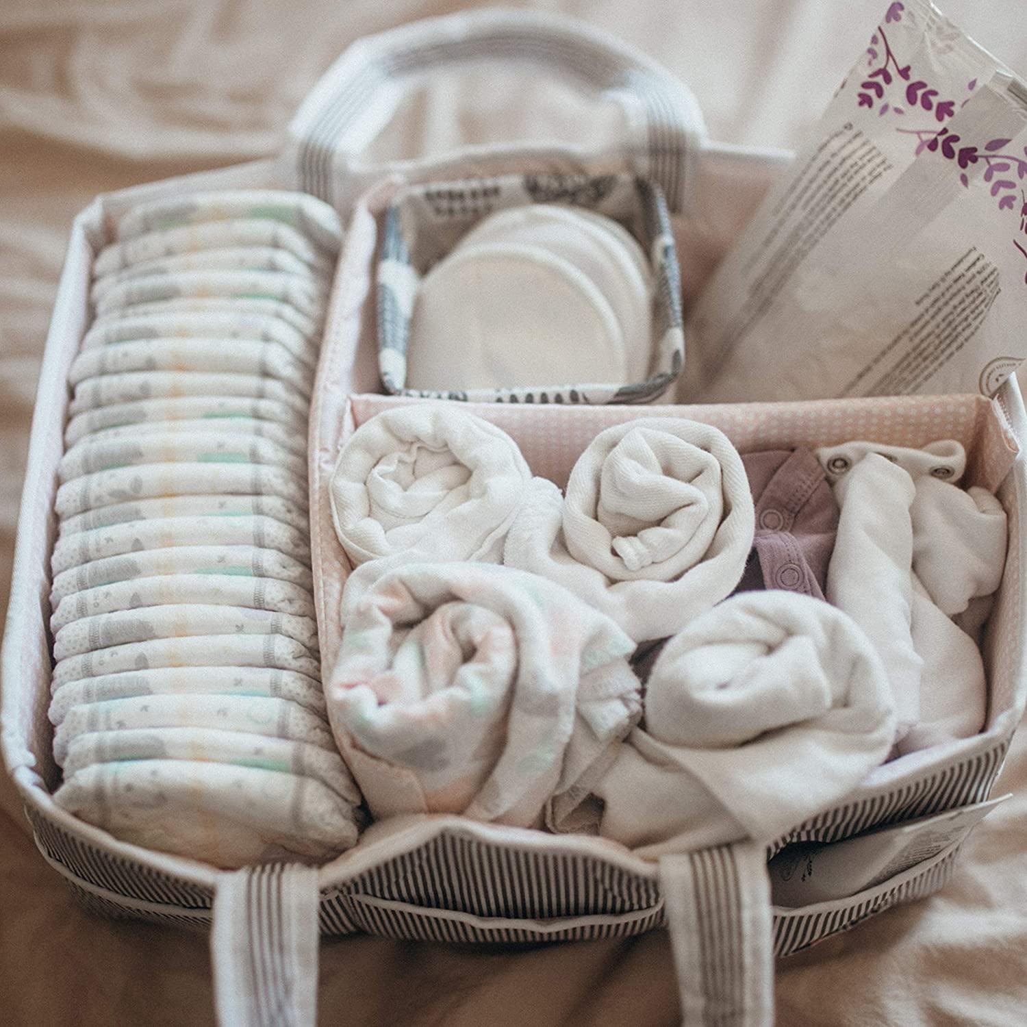 Lily Miles Baby Diaper Caddy - Large Organizer Tote Bag for Infant Boy or Girl - Baby Shower Basket - Nursery Must Haves - Registry Favorites - Collapsible Newborn Caddie Car Travel - Image 3